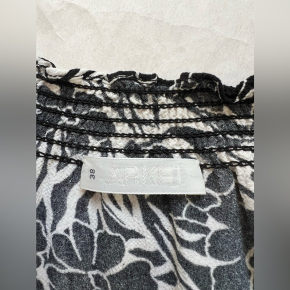 Arket  Kaftan Maxi Dress V-neck Size EU 38 US 8 Floral Black White Short Sleeve - Picture 9 of 10